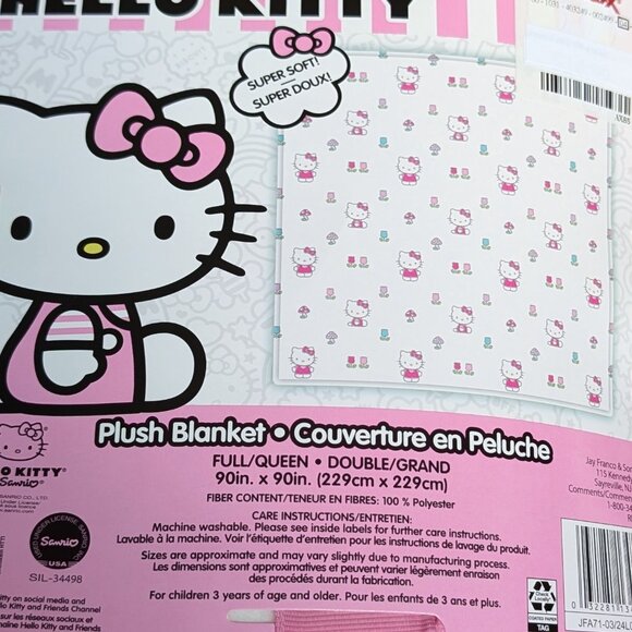 Hello Kitty NEW TULIP 🌷 MUSHROOMS 🍄 Plush Throw Blanket Full/Queen 90 x 90 - Picture 6 of 7